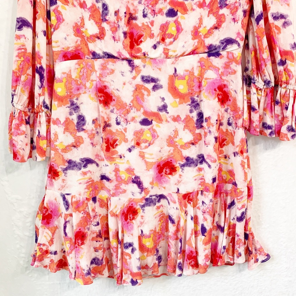 Betsey Johnson Pink Yarrow Faux Wrap Flounce Hem Dress Sz 12 - Picture 7 of 13